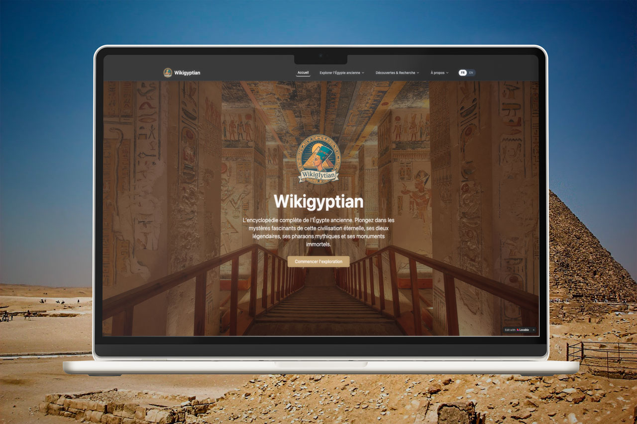 Wikigyptian — plateforme de connaissance IA sur l'Égypte ancienne